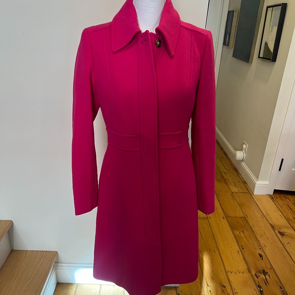 J Crew Lady Day Topcoat In Italian Double-Cloth Wool Size 4 Radiant Fuchsia